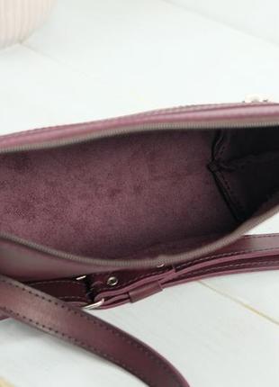 Жіноча шкіряна сумочка літо, шкіра італійський краст, колір бордо6 фото