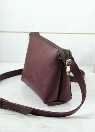 Женская кожаная сумочка лето, кожа итальянский краст, цвет бордо4 фото