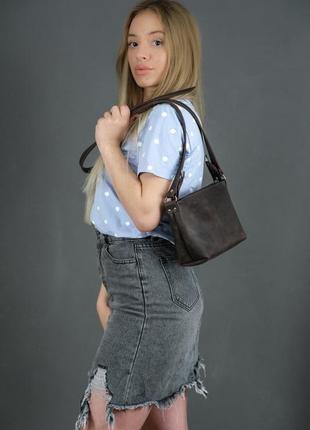 Кожаная женская сумочка лето, винтажная кожа, цвет шоколад1 фото