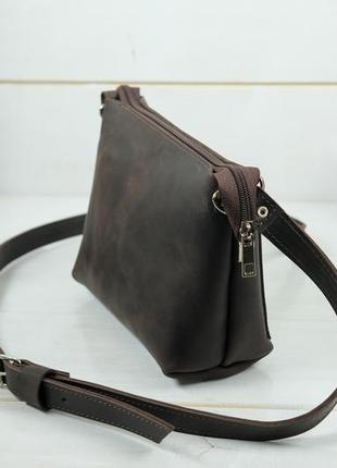 Кожаная женская сумочка лето, винтажная кожа, цвет шоколад4 фото