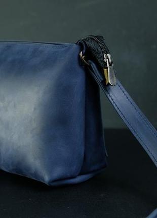 Кожаная сумка, сумочка лето, кожа crazy horse, цвет синий2 фото