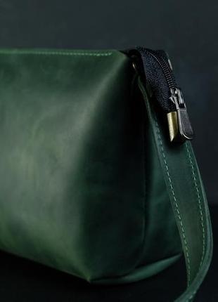 Кожаная сумка, сумочка лето, кожа crazy horse, цвет зеленый3 фото