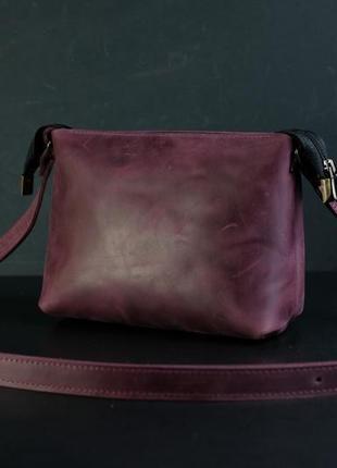 Кожаная сумка, сумочка лето, кожа crazy horse, цвет бордо3 фото