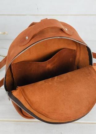 Жіночий шкіряний рюкзак чикаго, натуральна вінтажна шкіра, колір коричневий, відтінок коньяк6 фото