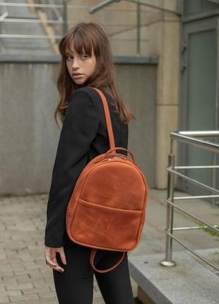 Женский кожаный рюкзак чикаго, натуральная винтажная кожа, цвет коричневый, оттенок коньяк1 фото