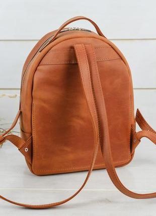Жіночий шкіряний рюкзак чикаго, натуральна вінтажна шкіра, колір коричневий, відтінок коньяк5 фото