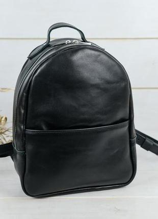 Жіночий шкіряний рюкзак чикаго, натуральна шкіра італійський краст, колір чорний