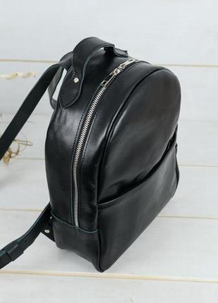 Жіночий шкіряний рюкзак чикаго, натуральна шкіра італійський краст, колір чорний2 фото