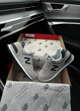 Мужские кроссовки new balance 574 light gray navy8 фото