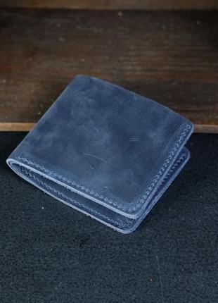Шкіряний гаманець компакт, вінтажна шкіра, колір синій2 фото