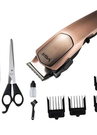 Профессиональная машинка для стрижки волос комплект с насадками, ножницами и расческой vgr v-1312 фото