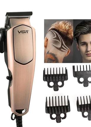 Профессиональная машинка для стрижки волос комплект с насадками, ножницами и расческой vgr v-1311 фото