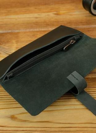 Кожаный кошелек, клатч с закруткой, матовая кожа grand, цвет черный3 фото