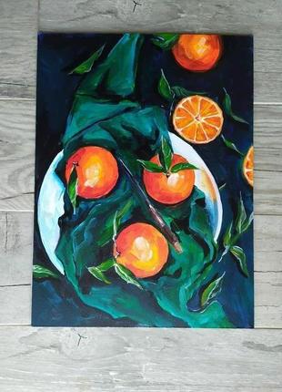 Картина "апельсины на зелёном"6 фото