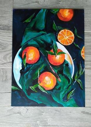 Картина "апельсины на зелёном"4 фото