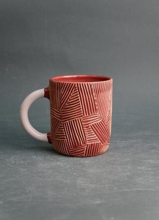 Чашка керамічна "геометрія", 550мл1 фото