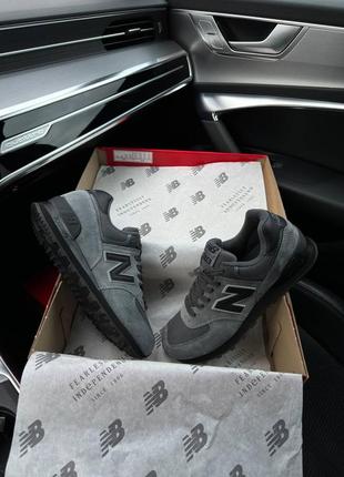 Мужские кроссовки new balance 574 dark gray black reflective9 фото