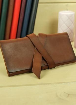 Кожаный кошелек, клатч с закруткой, кожа итальянский краст, цвет коричневый1 фото