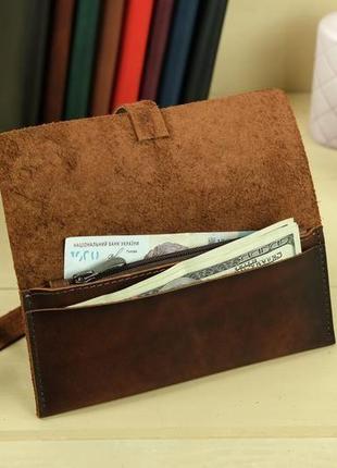 Шкіряний гаманець, клатч с закруткой, шкіра італійський краст, колір вишня4 фото