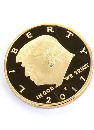 Памятная монета в кошелек дональд трамп позолоченный президент сша4 фото