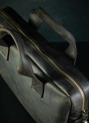 Мужская кожаная сумка "стивен", винтажная кожа, цвет шоколад2 фото