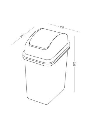 Ведро для мусора 6 л, пластиковое узкое 16 см с поворотной крышкой, серый