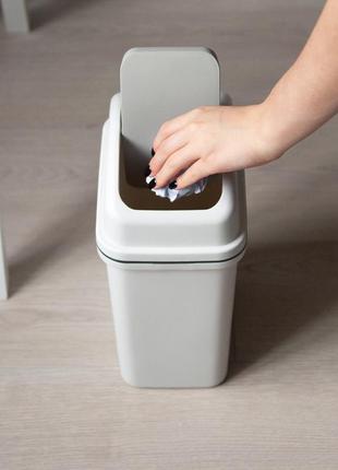 Ведро для мусора 6 л, пластиковое узкое 16 см с поворотной крышкой, серый