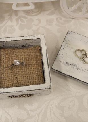 Скринька для обручок коробочка для кільця на весілля весілля в стилі прованс рустик шеббі5 фото