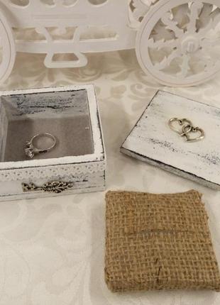 Шкатулка для обручальных колец коробочка для колец на свадьбу свадьба в стиле прованс рустик шебби6 фото