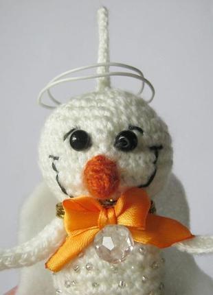 Вязаное украшение на ёлку - снеговик2 фото