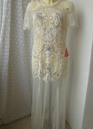 Платье вечернее вышивка бисер frock&frill р.50 76452 фото