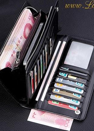 Кожаный мужской клатч curewe kerien портмоне кошелек бумажник черный3 фото