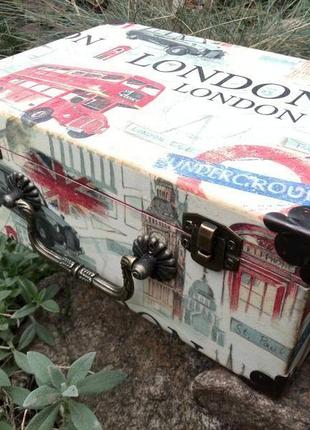 Большая шкатулка с отделениями лондон необычная шкатулка для украшений для колец винтажный чемодан6 фото