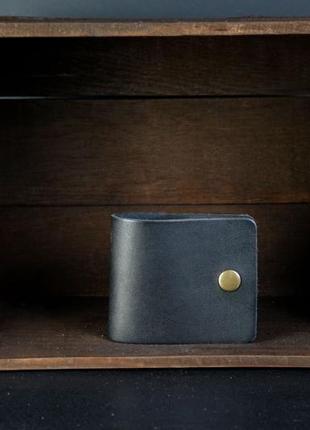 Шкіряний гаманець жорик, шкіра італійський краст, колір чорний1 фото