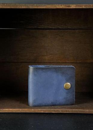 Кожаный кошелек жорик, кожа итальянский краст, цвет синий1 фото