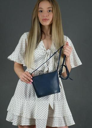 Кожаная женская сумочка эллис, кожа итальянский краст, цвет синий1 фото