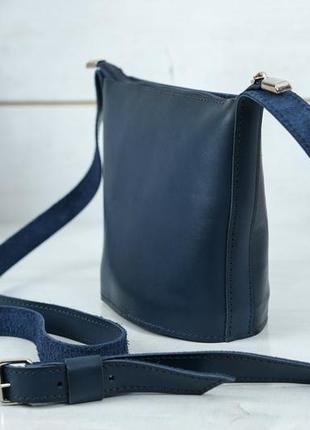 Шкіряна жіноча сумочка елліс, шкіра італійський краст, колір синій4 фото