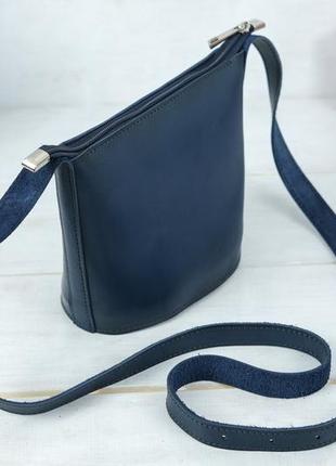 Шкіряна жіноча сумочка елліс, шкіра італійський краст, колір синій3 фото