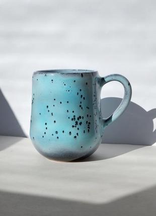 Блакитна керамічна чашка, 400мл1 фото