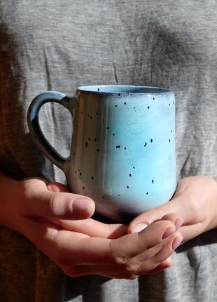 Керамічна блакитна чашка, 400мл5 фото
