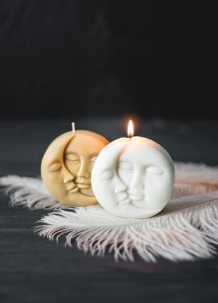 Комплект із двох свічок sun & moon | свічка із бджолиного та соєвого воску1 фото
