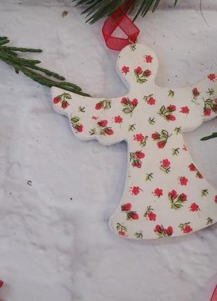 Новогодние елочные игрушки красный рождественский ангел на елку подарочный набор шаров4 фото