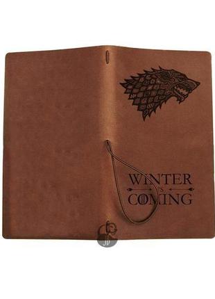 Ігри престолів, блокнот з шкіри, блокнот а5, записна книжка, скетчбук, winter is coming2 фото