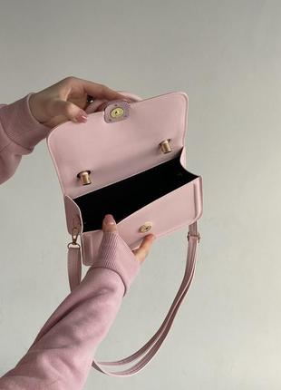 Жіноча сумка 8747 крос-боді на ремінці через плече рожева5 фото