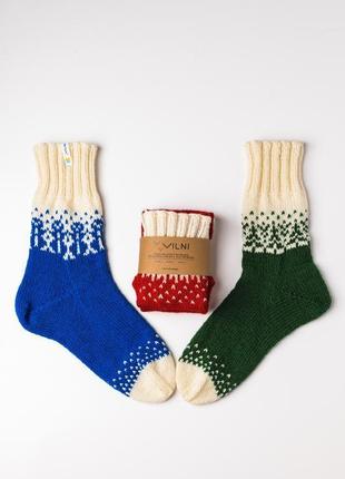 Вязаные новогодние носки ручной работы "новогодние огоньки"2 фото