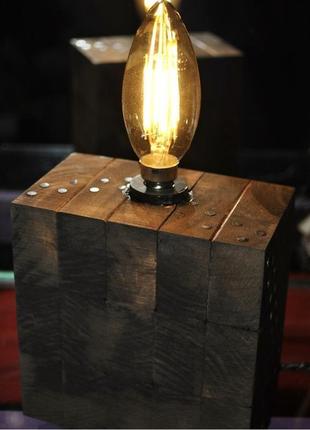 Светильник из дерева в стиле loft1 фото