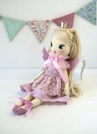 Принцесса - фея - мягкая тканевая кукла с вышитым лицом3 фото