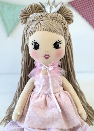 Принцеса - м'яка тканинна лялька з вишитим обличчям5 фото