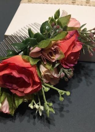 Весільний комплект прикрас,шпилька з квітами для волосся,весільна бутоньєрка з квітами2 фото