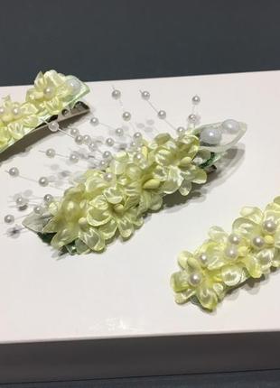 Комплект шпильок з квітами,шпильки з квітами для волосся,весільні шпильки для волосся4 фото